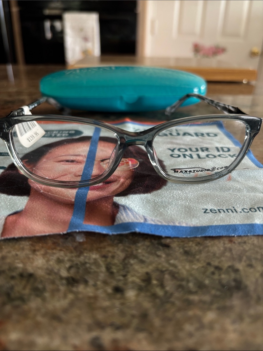 Max Studio Womens Transparent Blue Gray Eyeglass frames NEW